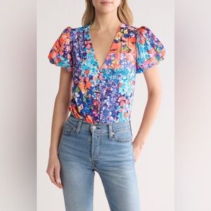 NWOT! AFRM Fanny Floral Puff Sleeve Bodysuit